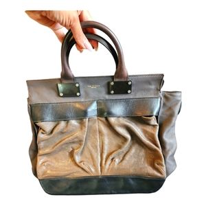 RAG & BONE Mocha Brown Colorblock Genuine Leather Structured Large Pilot Bag